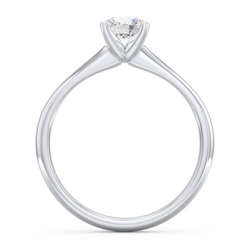 Modern Round Solitaire Engagement Ring – 14K White Gold