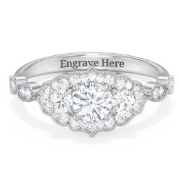 Vintage 3 Stone Engagement Ring with Accents