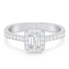 Micro Pavé Halo Diamond Engagement Ring – 14K White Gold with Diamond
