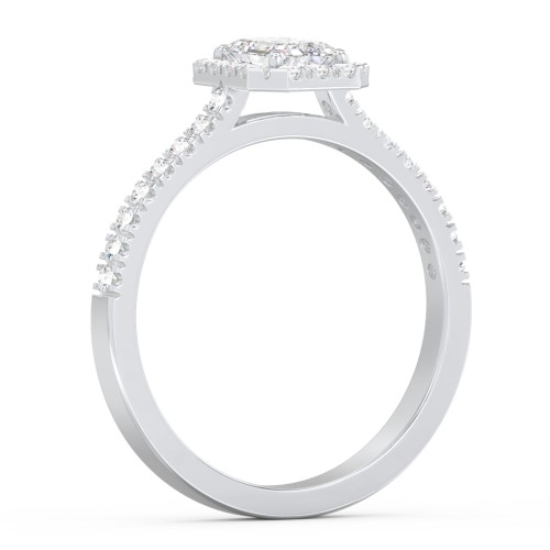 Micro Pavé Halo Diamond Engagement Ring – 14K White Gold with Diamond