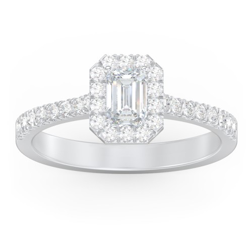 Micro Pavé Halo Diamond Engagement Ring – 14K White Gold with Diamond
