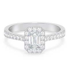 Micro Pavé Halo Diamond Engagement Ring – 14K White Gold with Diamond