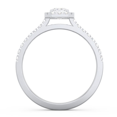 Micro Pavé Halo Diamond Engagement Ring – 14K White Gold with Diamond