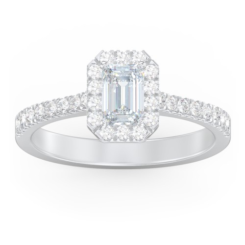 Micro Pavé Halo Diamond Engagement Ring – 14K White Gold with Diamond
