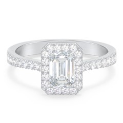 Micro Pavé Halo Diamond Engagement Ring – 14K White Gold with Diamond