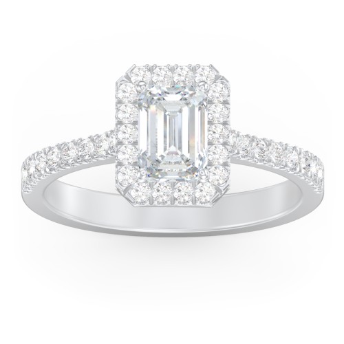 Micro Pavé Halo Diamond Engagement Ring – 14K White Gold with Diamond