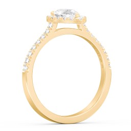 Micro Pavé Halo Diamond Engagement Ring in 10K Solid Yellow Gold