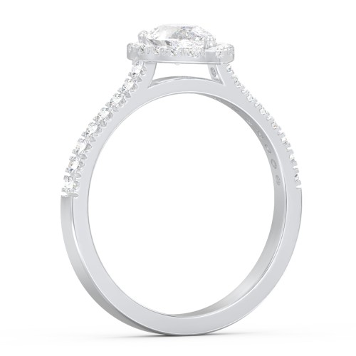Micro Pavé Halo Diamond Engagement Ring – 14K White Gold with Diamond