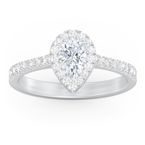 Micro Pavé Halo Diamond Engagement Ring – 14K White Gold with Diamond