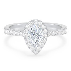 Micro Pavé Halo Diamond Engagement Ring – 14K White Gold with Diamond