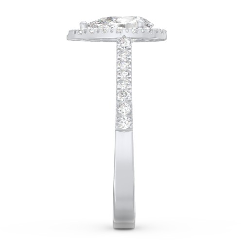 Micro Pavé Halo Diamond Engagement Ring – 14K White Gold with Diamond
