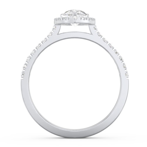 Micro Pavé Halo Diamond Engagement Ring – 14K White Gold with Diamond