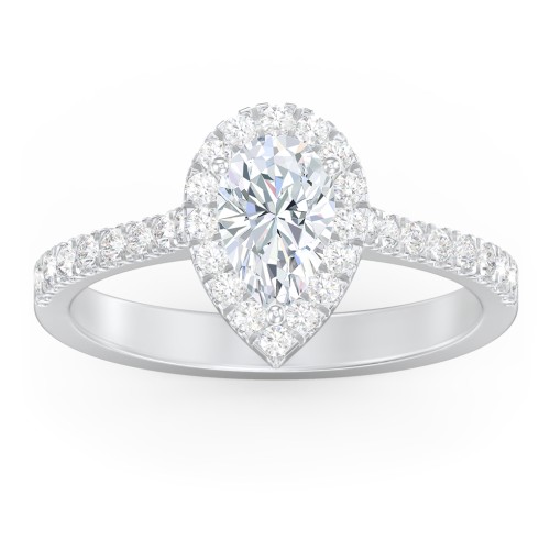 Micro Pavé Halo Diamond Engagement Ring – 14K White Gold with Diamond