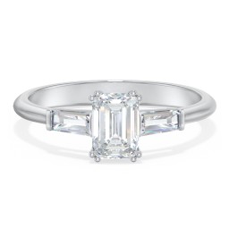 3 Stone Engagement Ring with Tapered Baguettes
