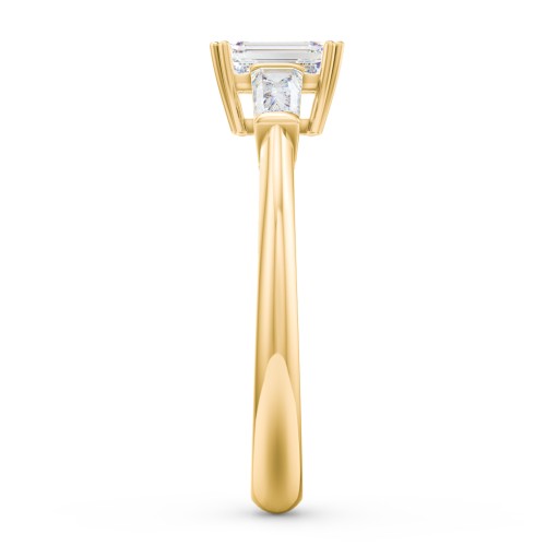 3 Stone Engagement Ring with Tapered Baguettes – 10K Yellow Gold with 04DIAM-EM-1.00-SI1-G-G and Diamond