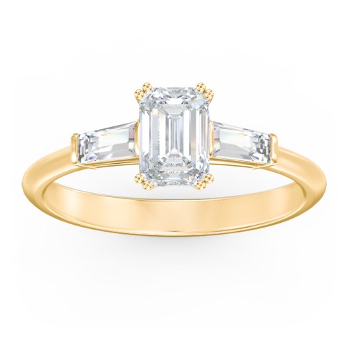 3 Stone Engagement Ring with Tapered Baguettes