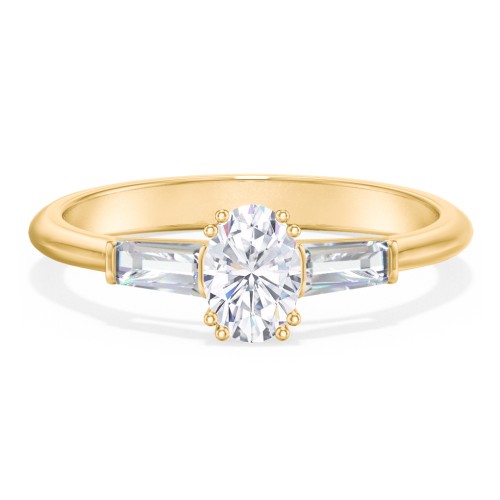 3 Stone Engagement Ring with Tapered Baguettes