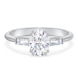3 Stone Engagement Ring with Tapered Baguettes