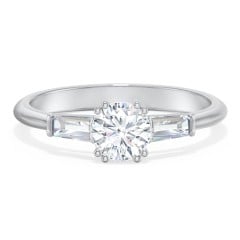 3 Stone Engagement Ring with Tapered Baguettes