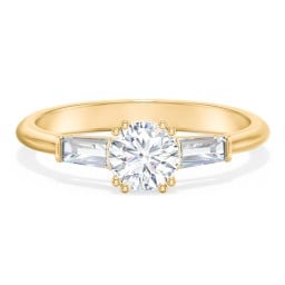 3 Stone Engagement Ring with Tapered Baguettes