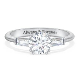 3 Stone Engagement Ring with Tapered Baguettes