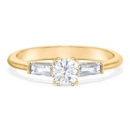 3 Stone Engagement Ring with Tapered Baguettes