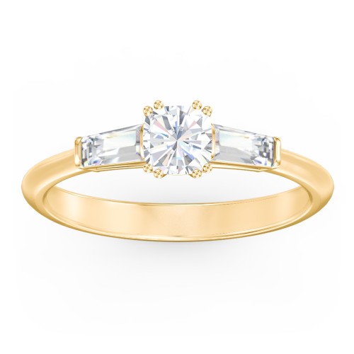 3 Stone Engagement Ring with Tapered Baguettes