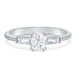 3 Stone Engagement Ring with Tapered Baguettes