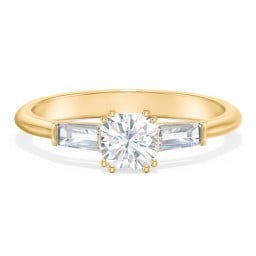 3 Stone Engagement Ring with Tapered Baguettes