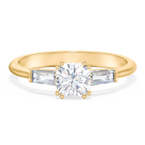 3 Stone Engagement Ring with Tapered Baguettes