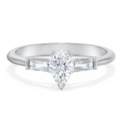 3 Stone Engagement Ring with Tapered Baguettes