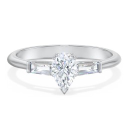 3 Stone Engagement Ring with Tapered Baguettes