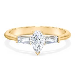 3 Stone Engagement Ring with Tapered Baguettes