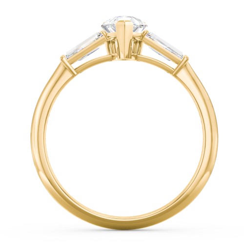 3 Stone Engagement Ring with Tapered Baguettes