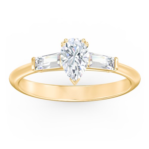 3 Stone Engagement Ring with Tapered Baguettes