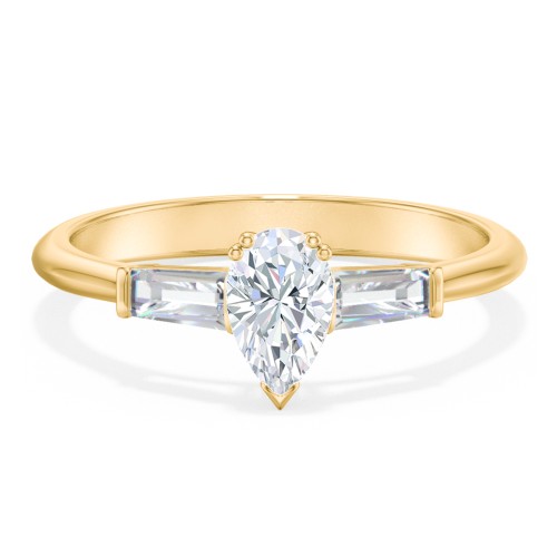 3 Stone Engagement Ring with Tapered Baguettes