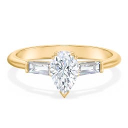 3 Stone Engagement Ring with Tapered Baguettes