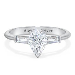 3 Stone Engagement Ring with Tapered Baguettes
