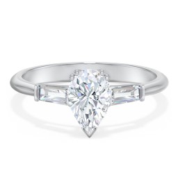 3 Stone Engagement Ring with Tapered Baguettes