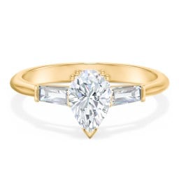 3 Stone Engagement Ring with Tapered Baguettes