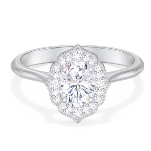Lotus Halo Diamond Engagement Ring