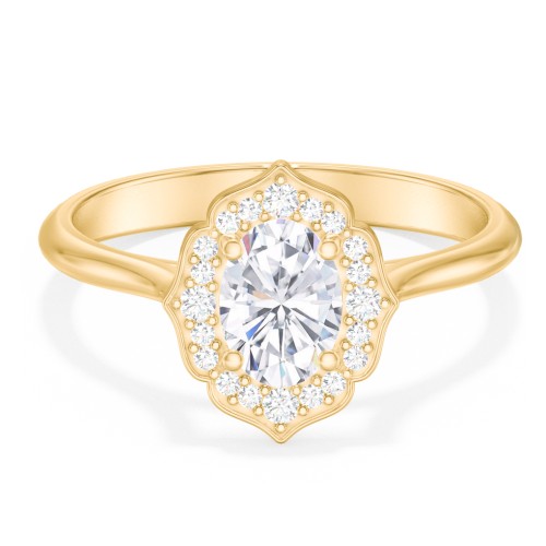 Lotus Halo Diamond Engagement Ring – 10K Yellow Gold with Diamond
