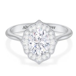 Lotus Halo Diamond Engagement Ring