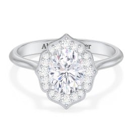 Lotus Halo Diamond Engagement Ring