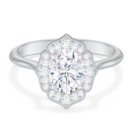 Lotus Halo Diamond Engagement Ring