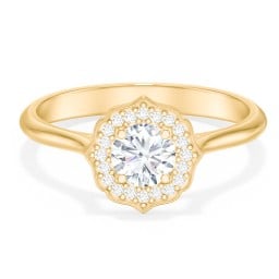 Lotus Halo Diamond Engagement Ring