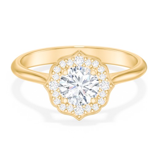 Lotus Halo Diamond Engagement Ring