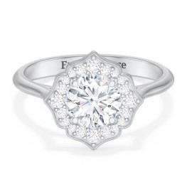 Lotus Halo Diamond Engagement Ring