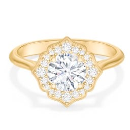 Lotus Halo Diamond Engagement Ring