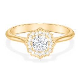 Lotus Halo Diamond Engagement Ring